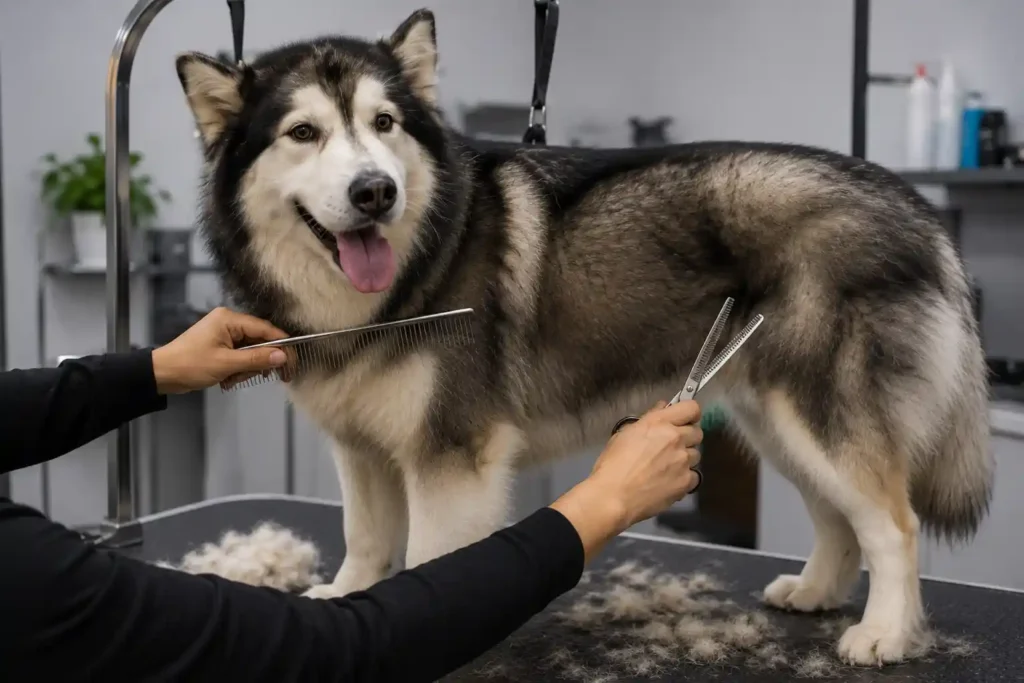 Double-coated dogs grooming